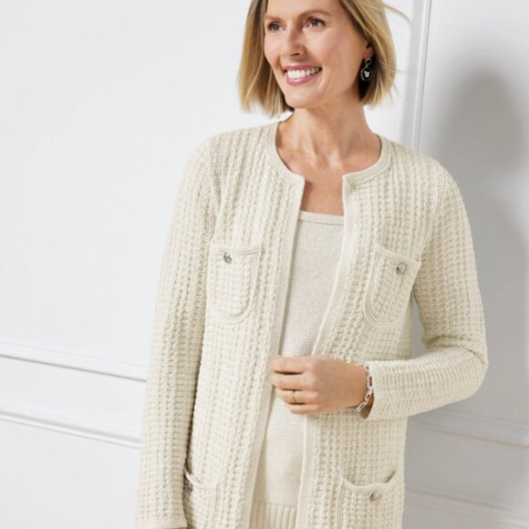 Talbots Sweaters - NWT TALBOTS TEXTURED KNIT METALLIC COATIGAN X Large